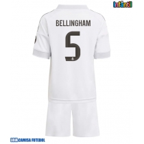 Camisa de Futebol Real Madrid Jude Bellingham #5 Equipamento Principal Infantil 2025-26 Manga Curta (+ Calças curtas)